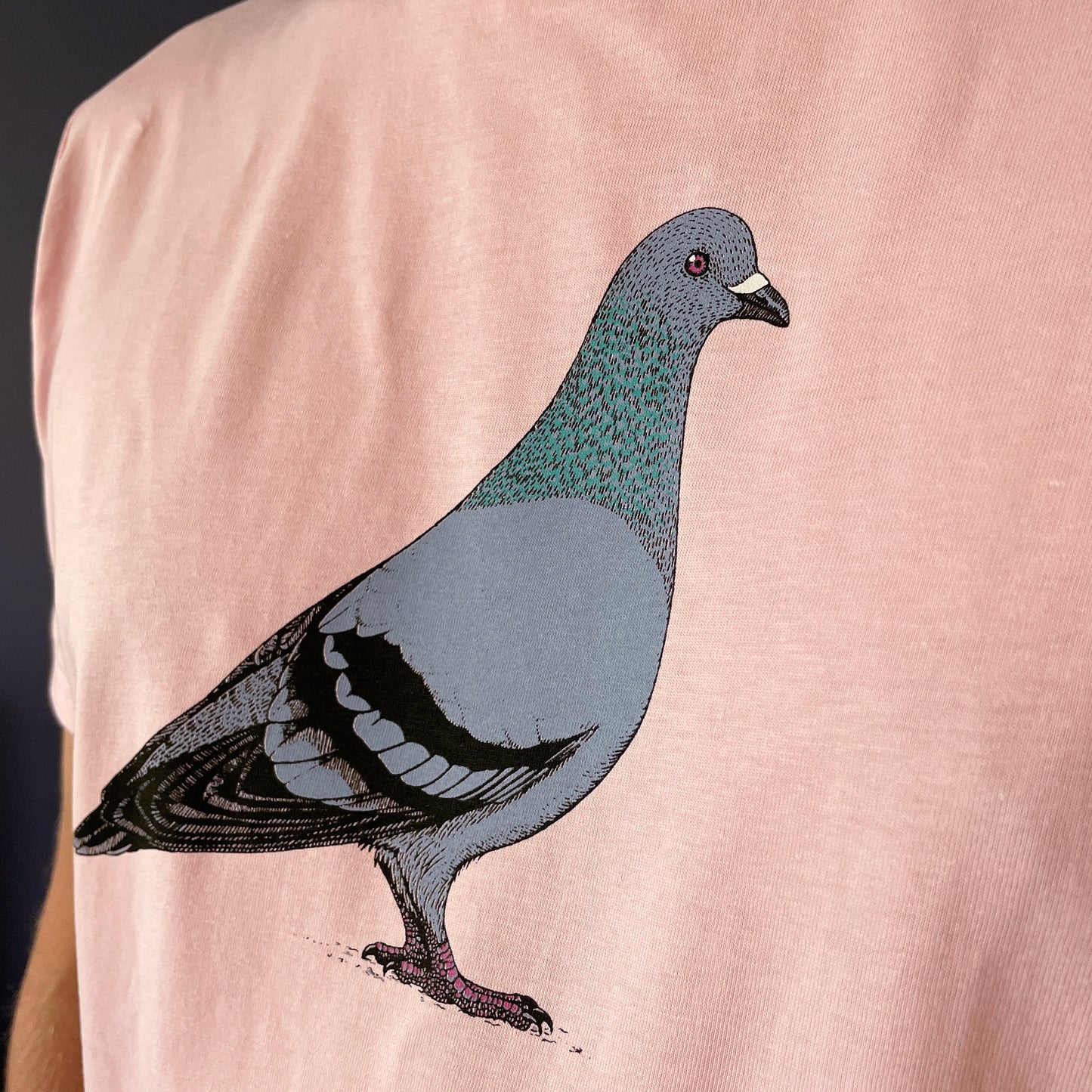 Pigeon T-Shirt — Hand-Printed Organic Cotton Tee for Bird Lovers