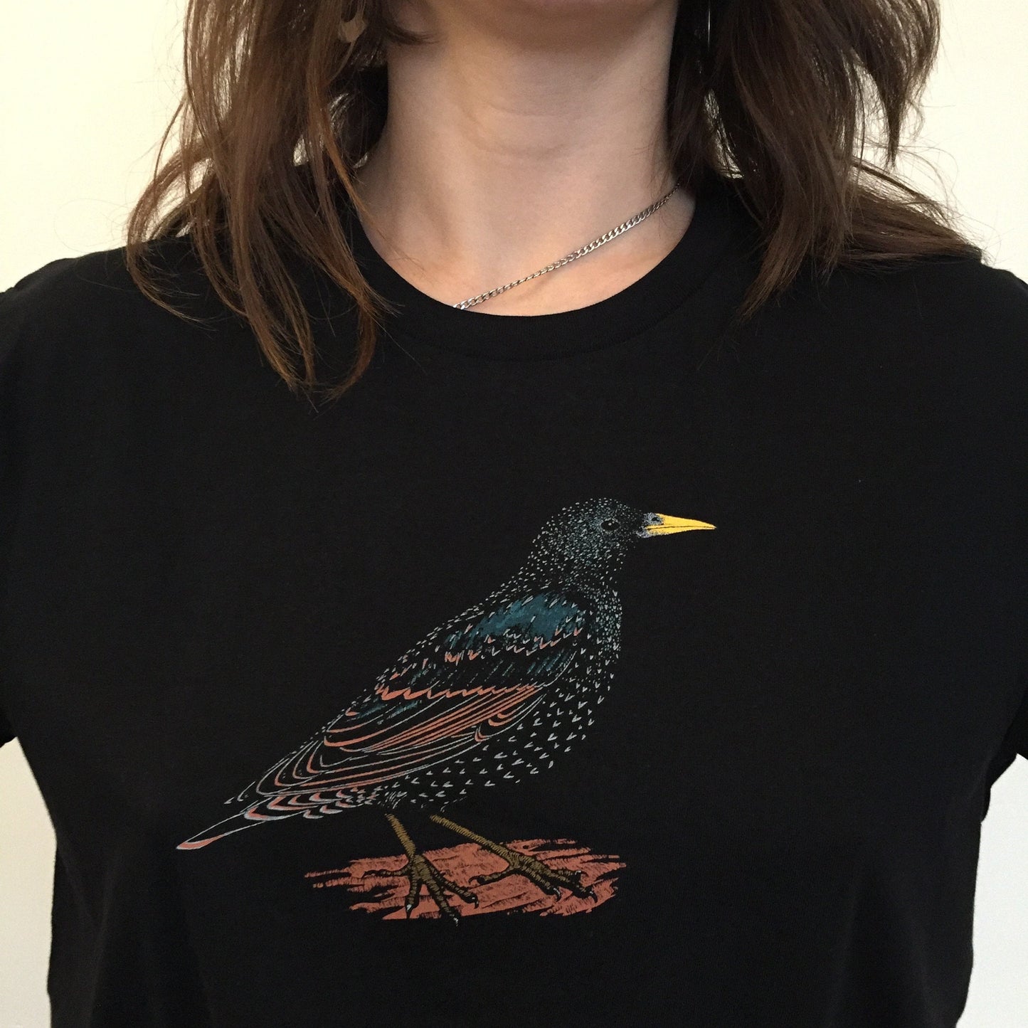 Starling T-Shirt - Hand-Printed Organic Cotton Tee for Bird Lovers