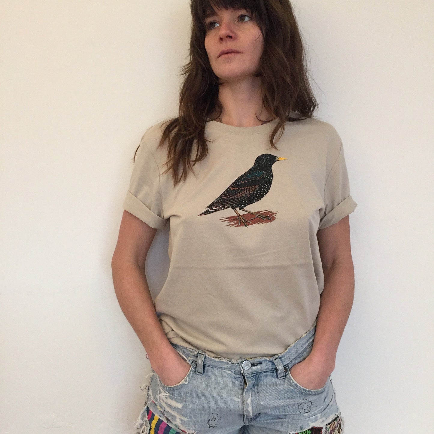 Starling T-Shirt - Hand-Printed Organic Cotton Tee for Bird Lovers