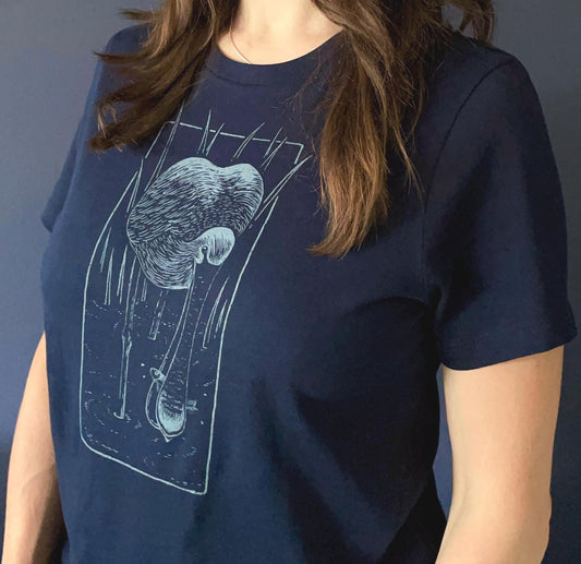 Spoonbill T-Shirt — Hand-Printed Organic Cotton Tee | Women's Fit