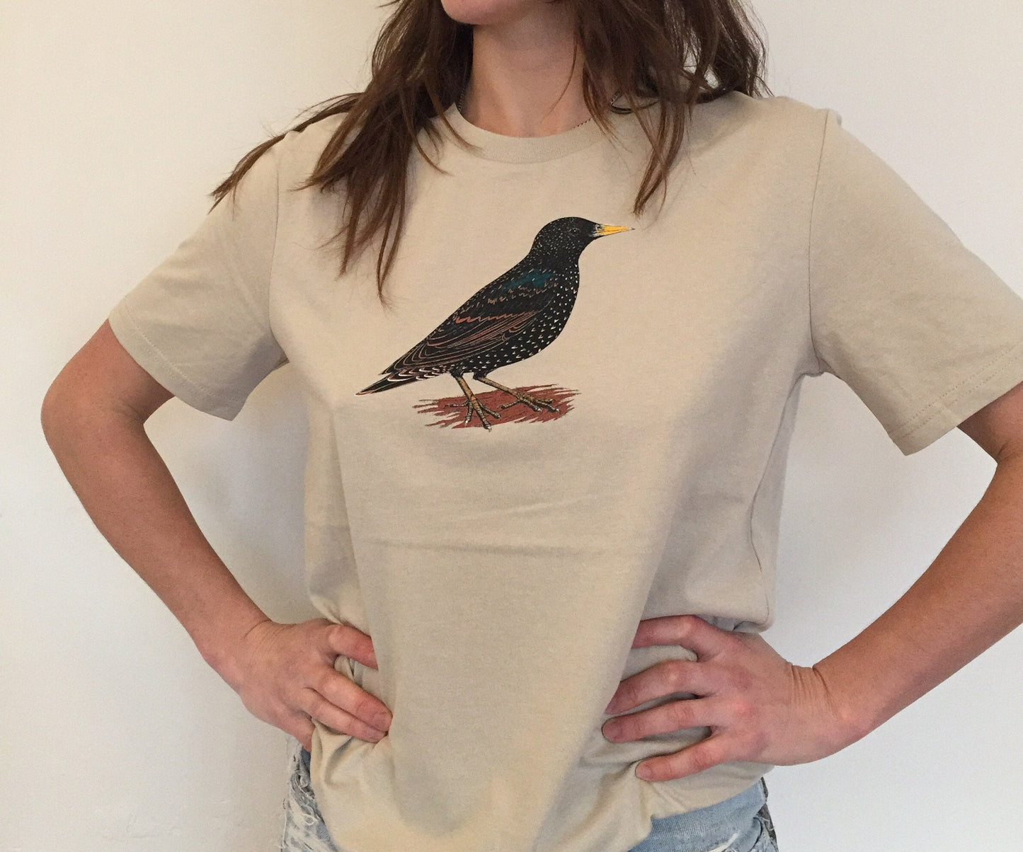 Starling T-Shirt - Hand-Printed Organic Cotton Tee for Bird Lovers