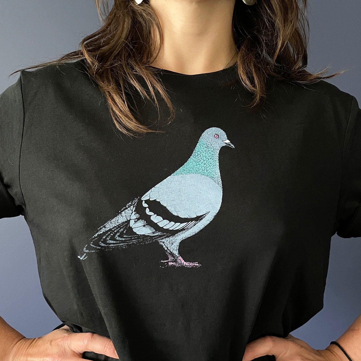 Pigeon T-Shirt — Hand-Printed Organic Cotton Tee for Bird Lovers