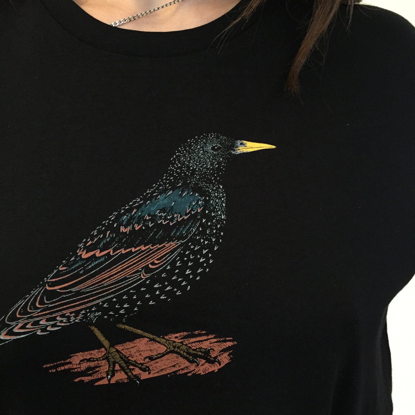 Starling T-Shirt - Hand-Printed Organic Cotton Tee for Bird Lovers