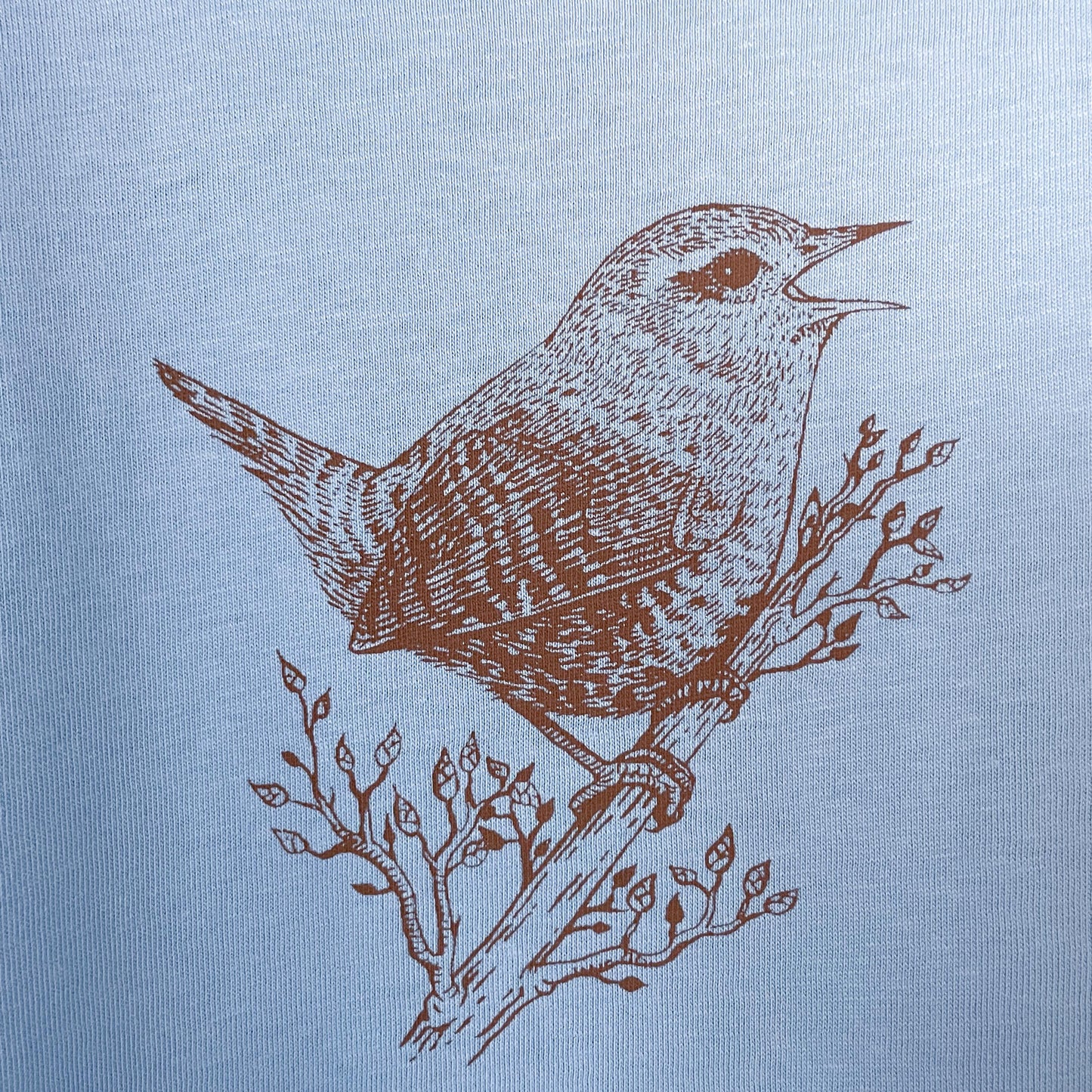 Wren T-Shirt — Hand-Printed Organic Cotton Tee in Blue Soul | Women's Fit