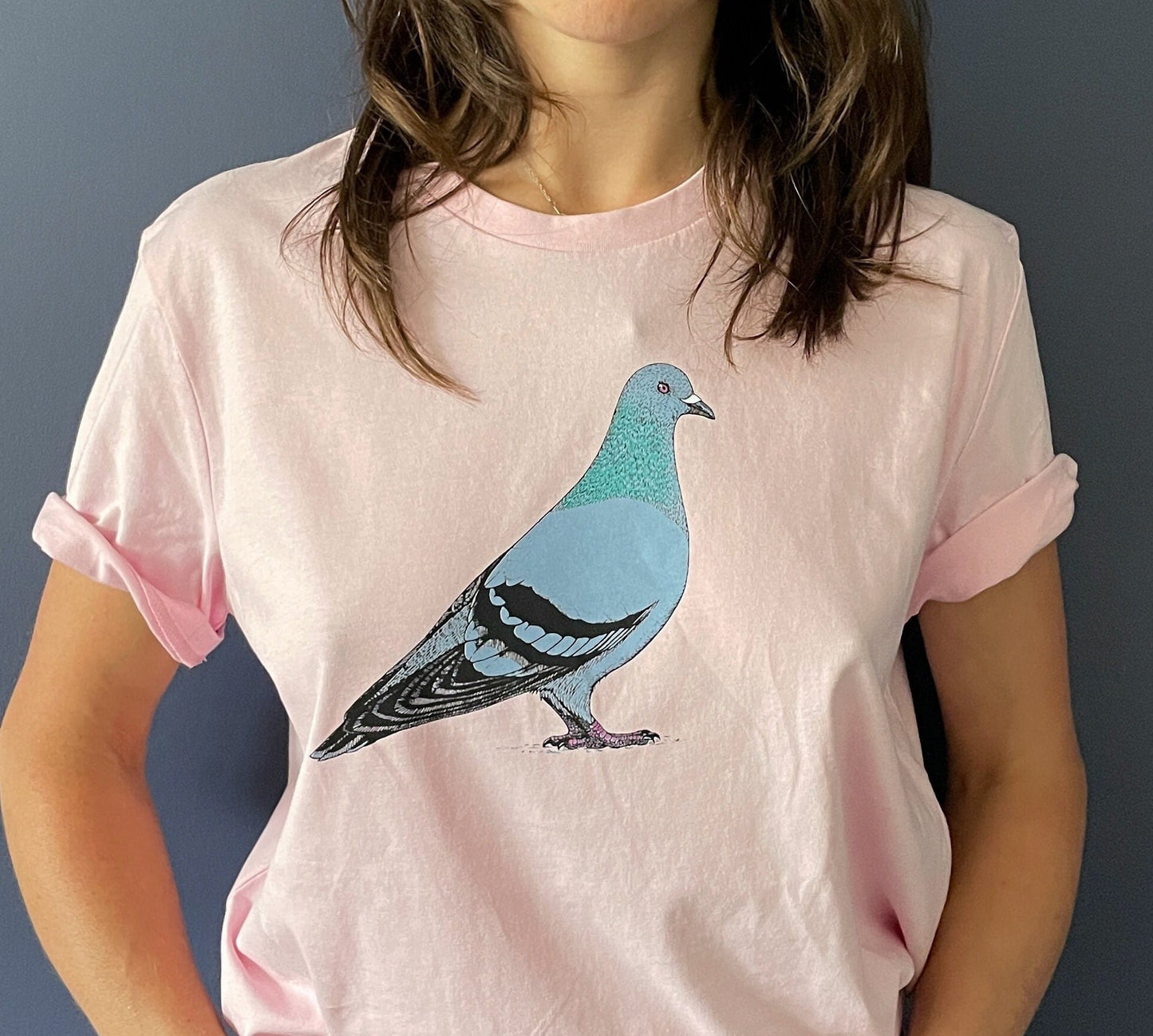 Pigeon T-Shirt — Hand-Printed Organic Cotton Tee for Bird Lovers