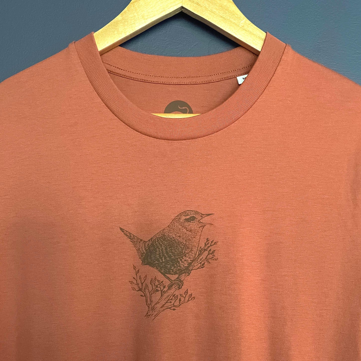 Wren T-Shirt — Hand-Printed Organic Cotton Tee for Birdwatchers
