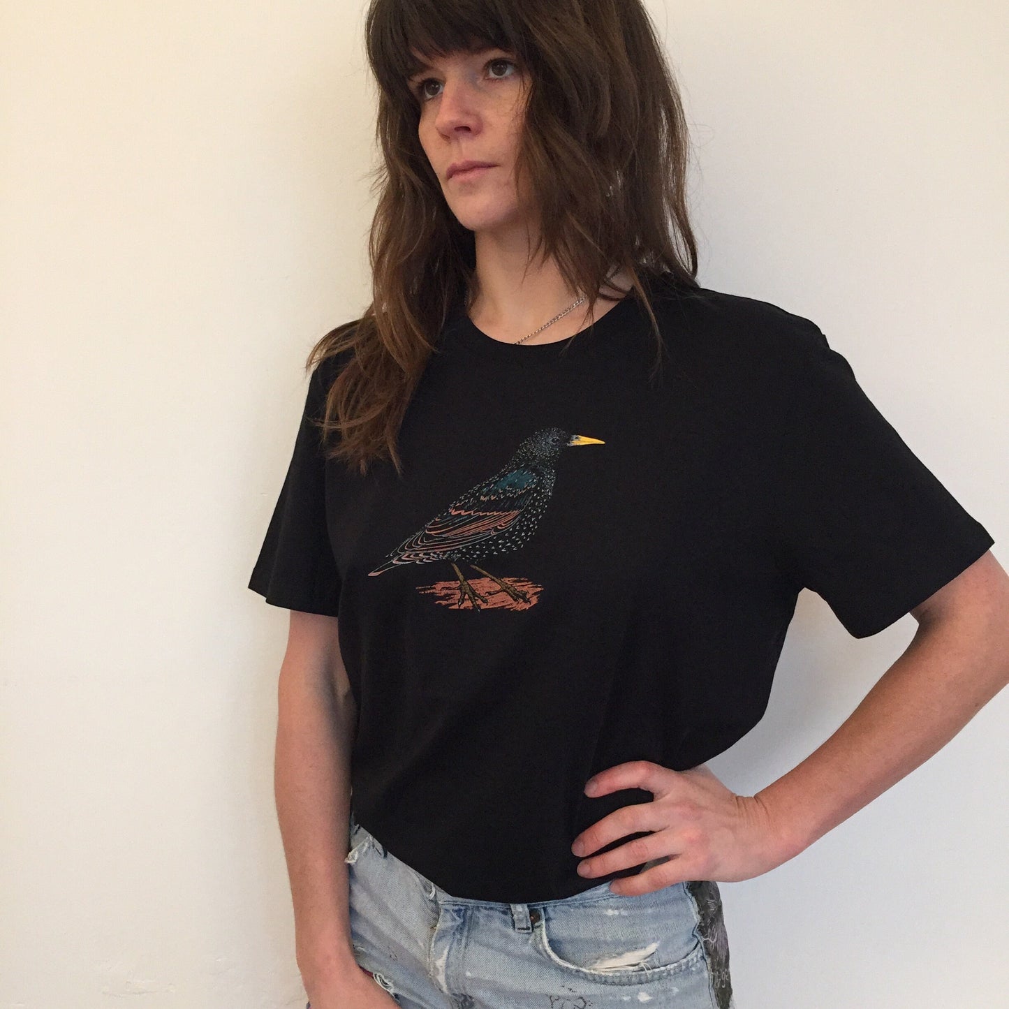 Starling T-Shirt - Hand-Printed Organic Cotton Tee for Bird Lovers