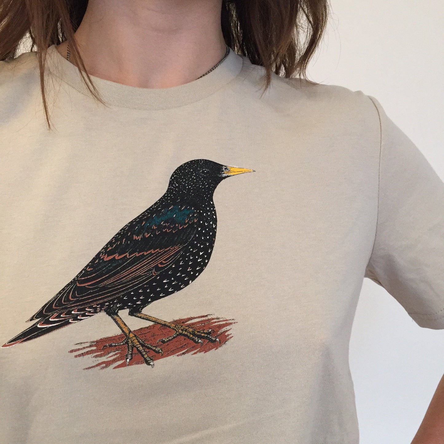 Starling T-Shirt - Hand-Printed Organic Cotton Tee for Bird Lovers