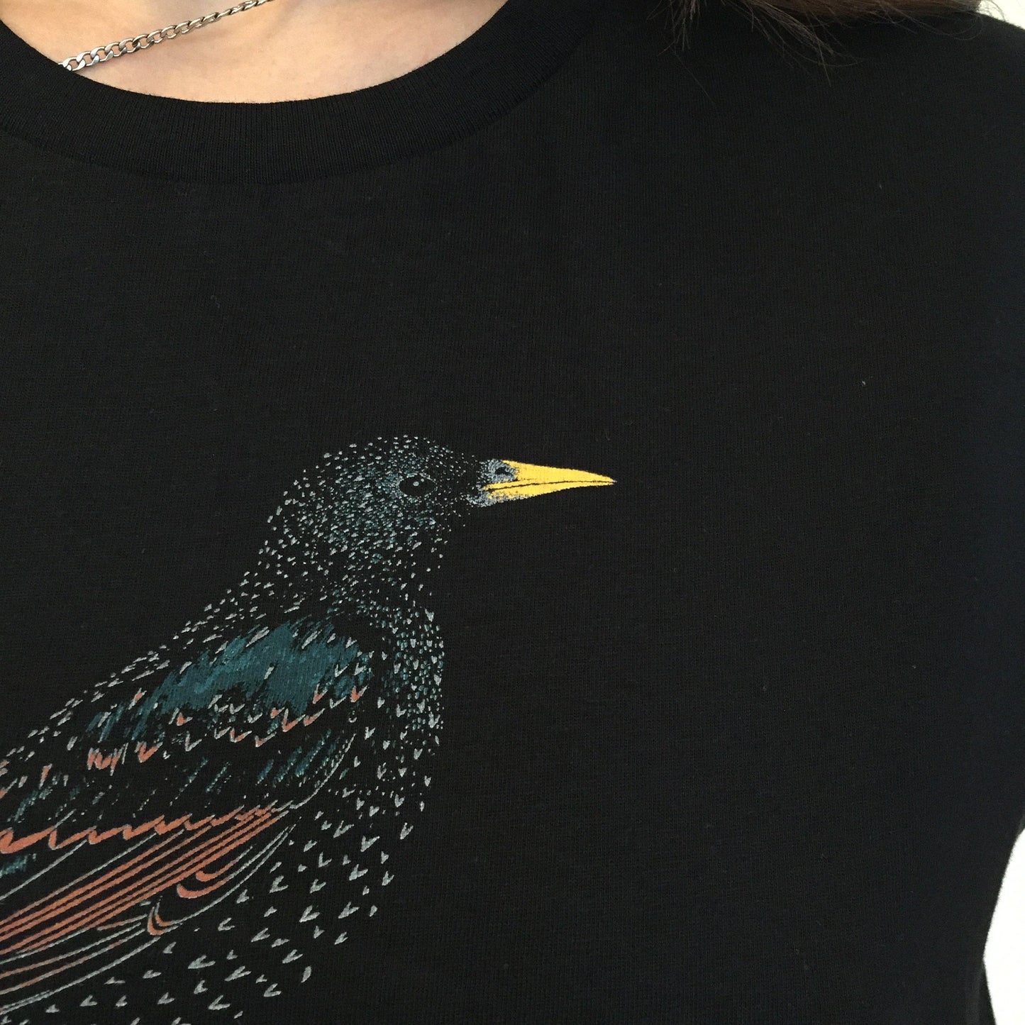 Starling T-Shirt - Hand-Printed Organic Cotton Tee for Bird Lovers
