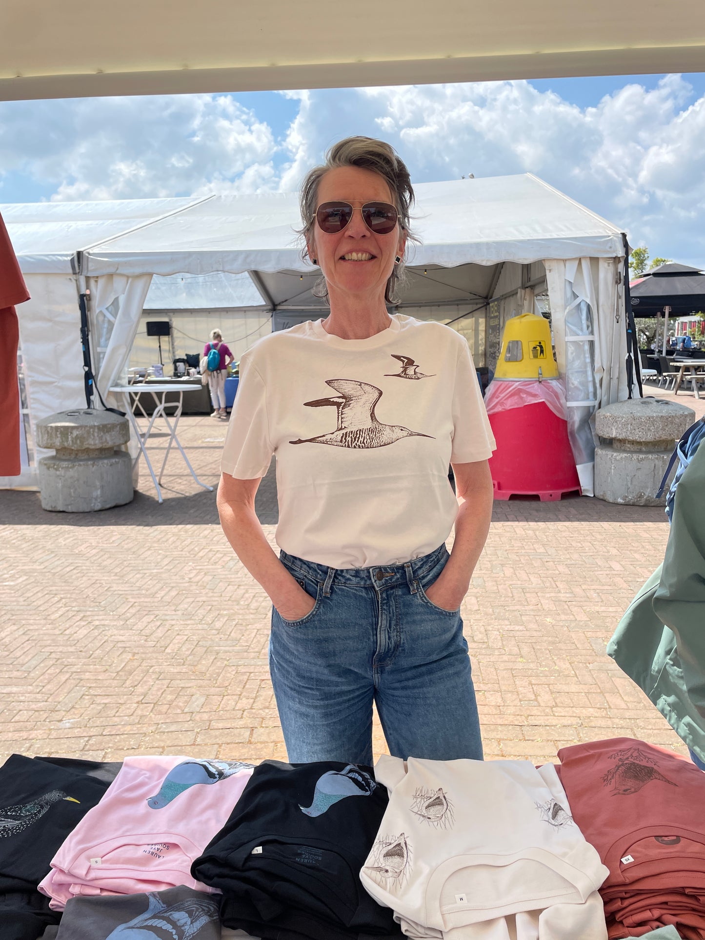 Godwit T-Shirt — Hand-Printed Organic Cotton Tee for Birdwatchers