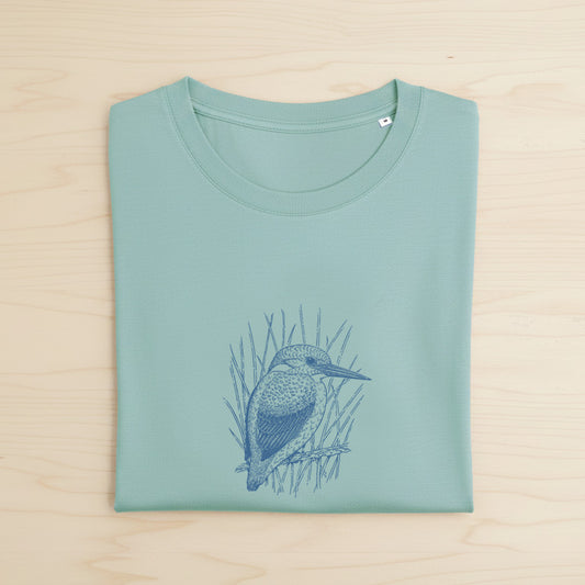 Kingfisher T-Shirt - Hand-Printed Organic Cotton Tee | Women's Fit