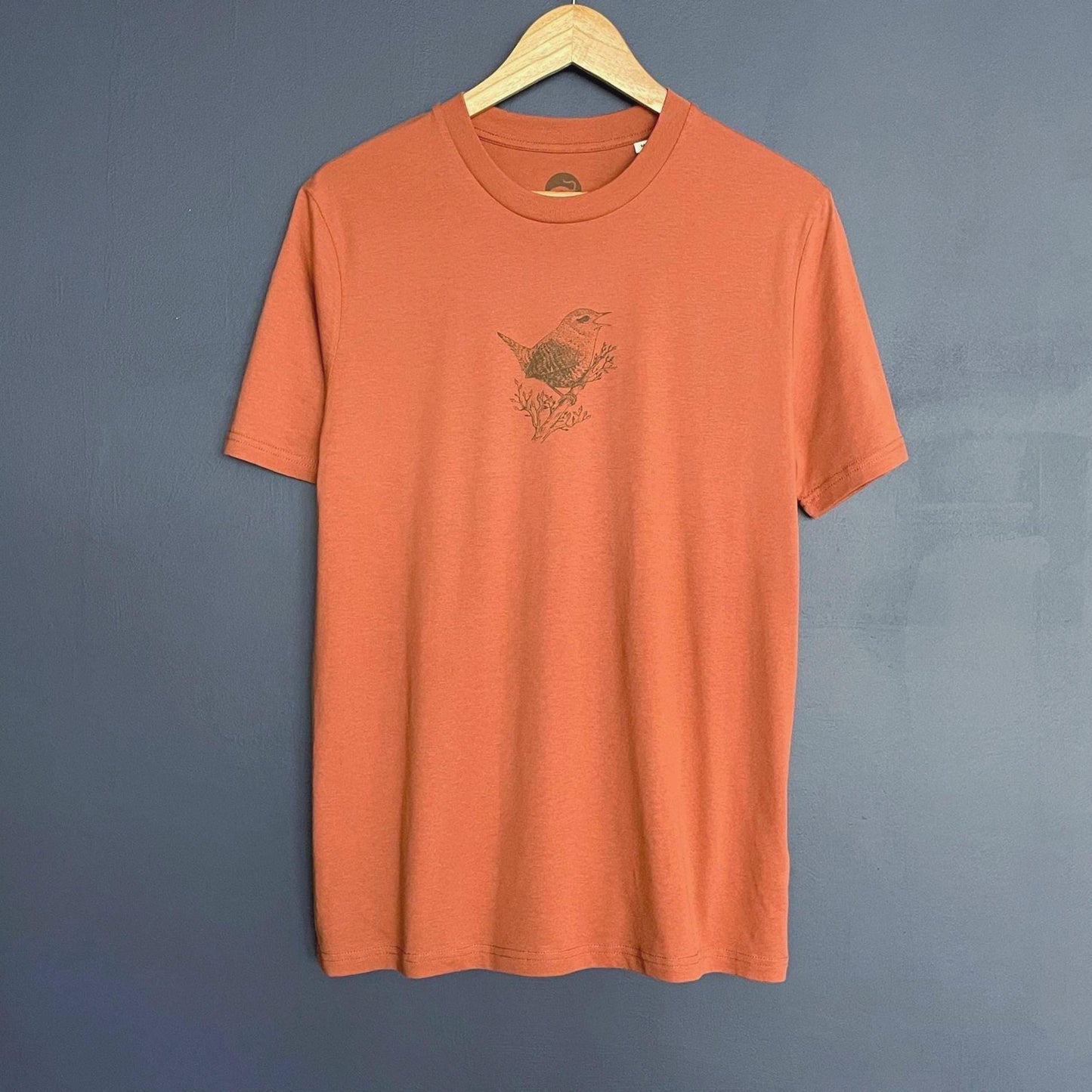 Wren T-Shirt — Hand-Printed Organic Cotton Tee for Birdwatchers