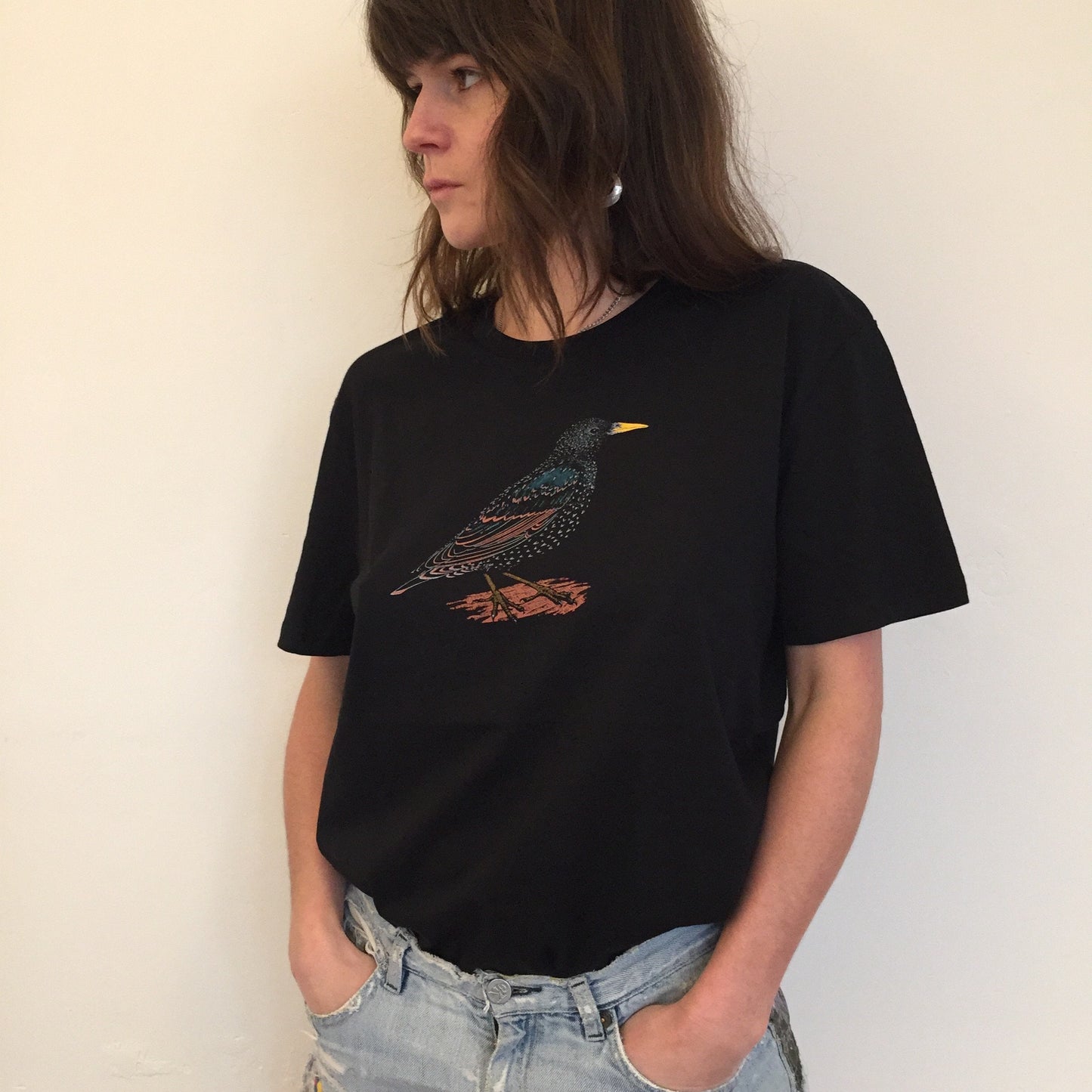 Starling T-Shirt - Hand-Printed Organic Cotton Tee for Bird Lovers