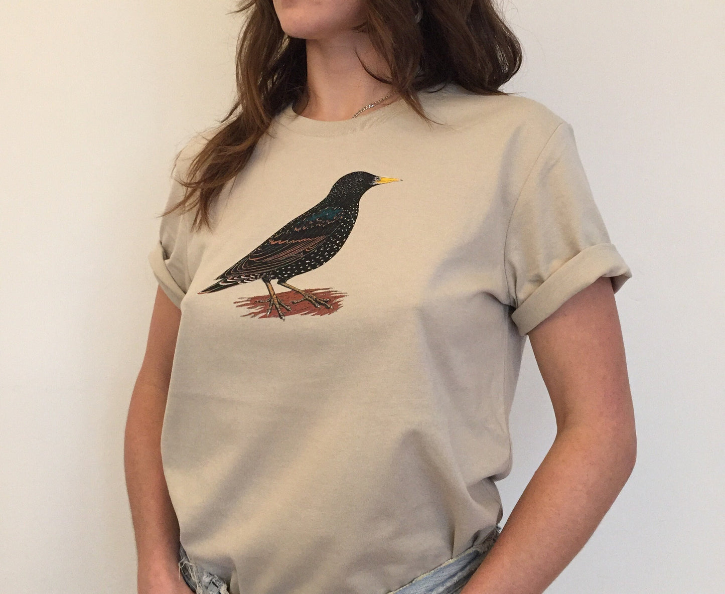 Starling T-Shirt - Hand-Printed Organic Cotton Tee for Bird Lovers