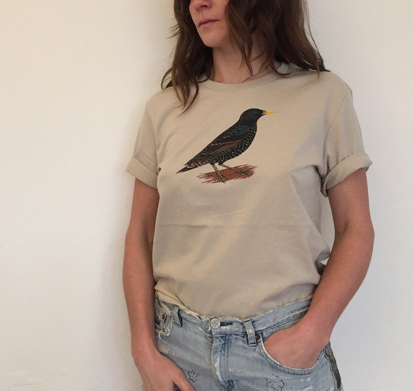 Starling T-Shirt - Hand-Printed Organic Cotton Tee for Bird Lovers