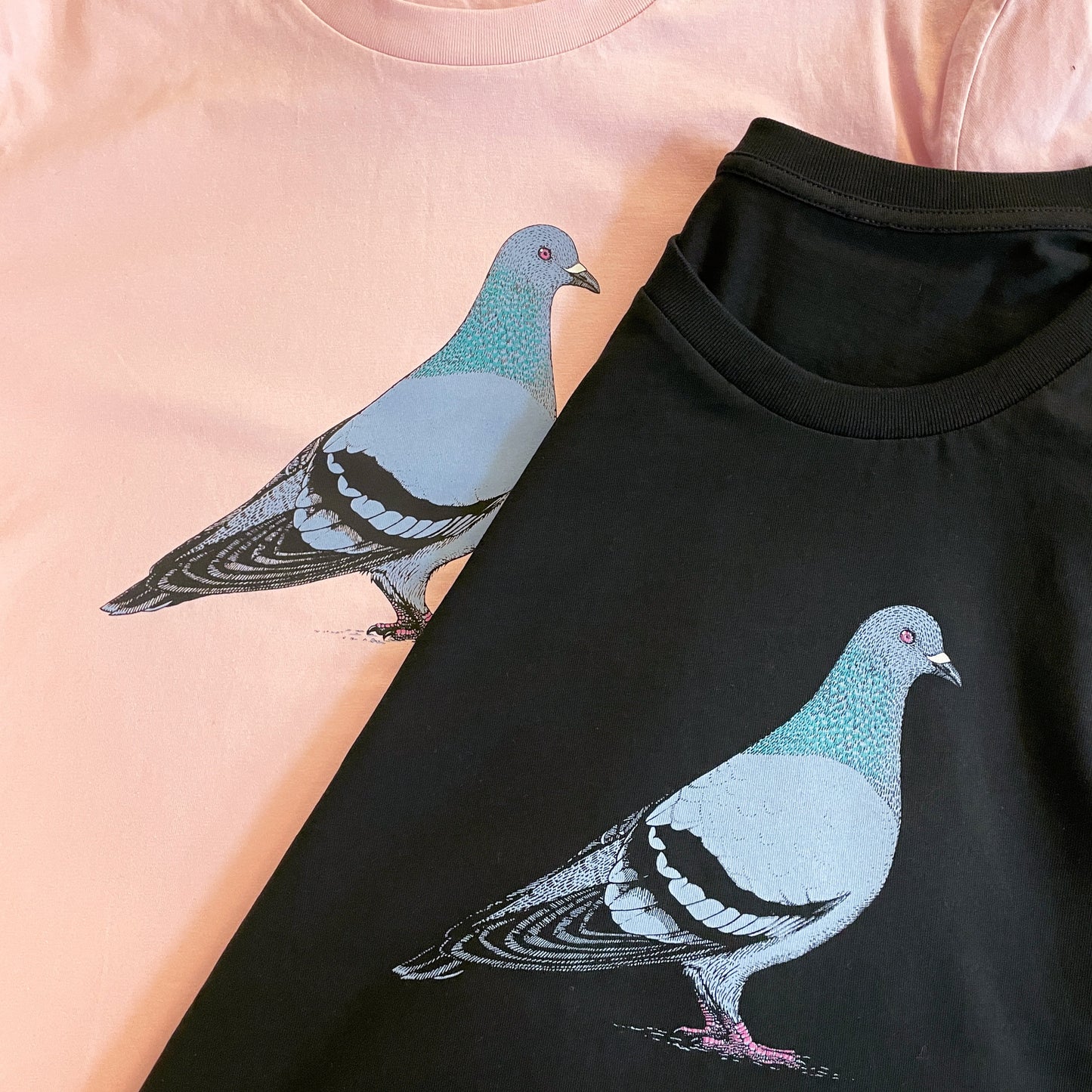 Pigeon T-Shirt — Hand-Printed Organic Cotton Tee for Bird Lovers