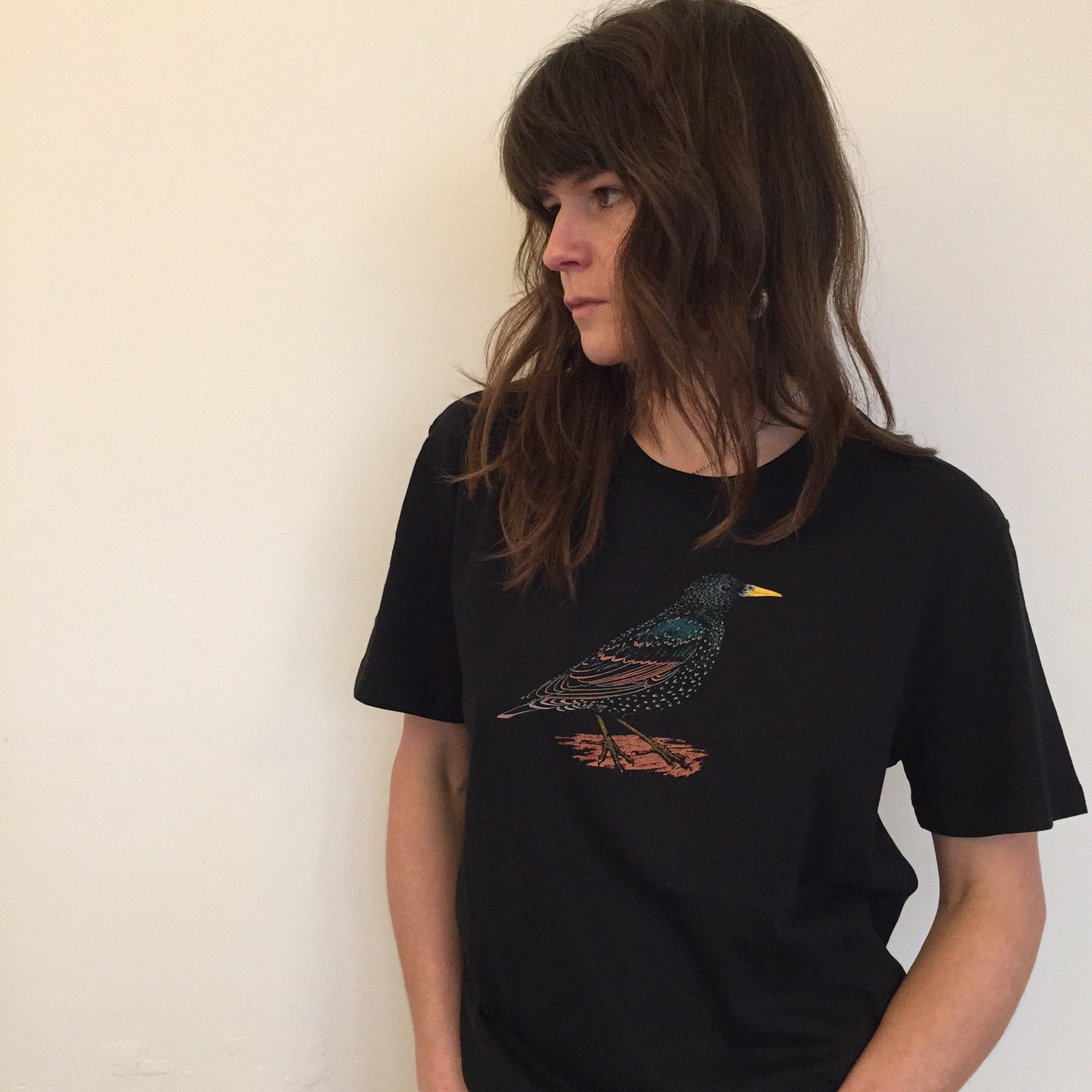 Starling T-Shirt - Hand-Printed Organic Cotton Tee for Bird Lovers