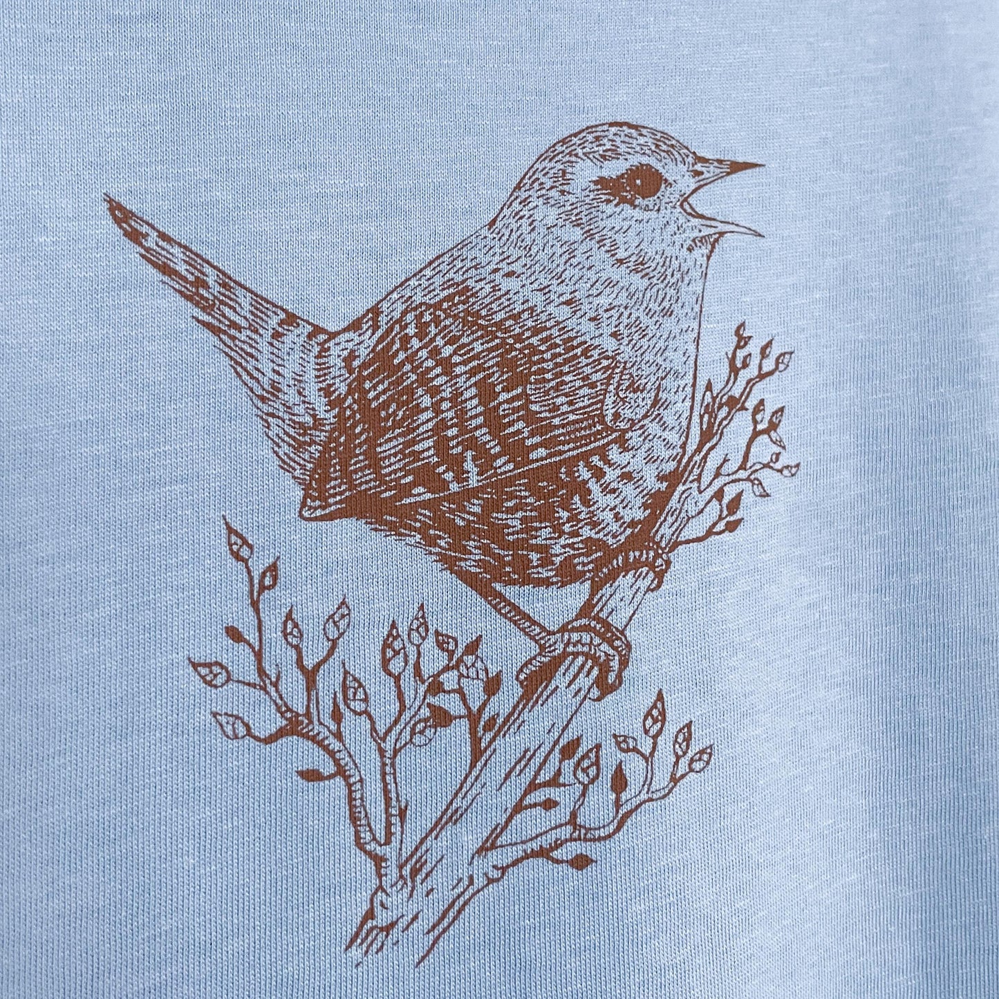 Wren T-Shirt — Hand-Printed Organic Cotton Tee in Blue Soul | Women's Fit
