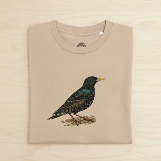 Starling T-Shirt - Hand-Printed Organic Cotton Tee for Bird Lovers